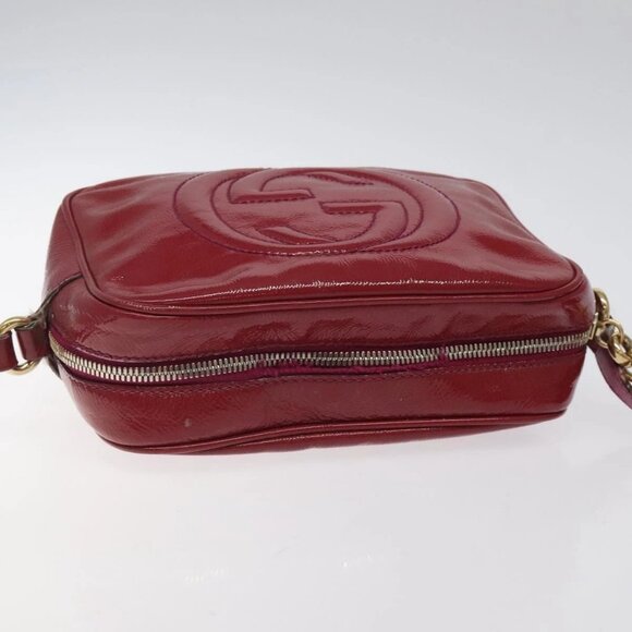 GUCCI Soho Interlocking Shoulder Bag Enamel Red Gold 308364 Auth 123849 - Picture 7 of 16